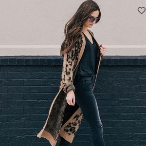Mustard Seed Leopard Long Cardigan